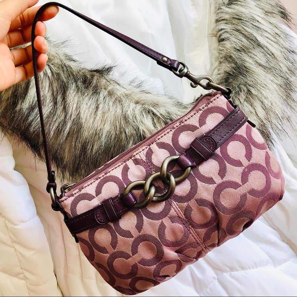 COACH⚡️Auth Lilac Jacquard Large Wristlet/Mini Bag